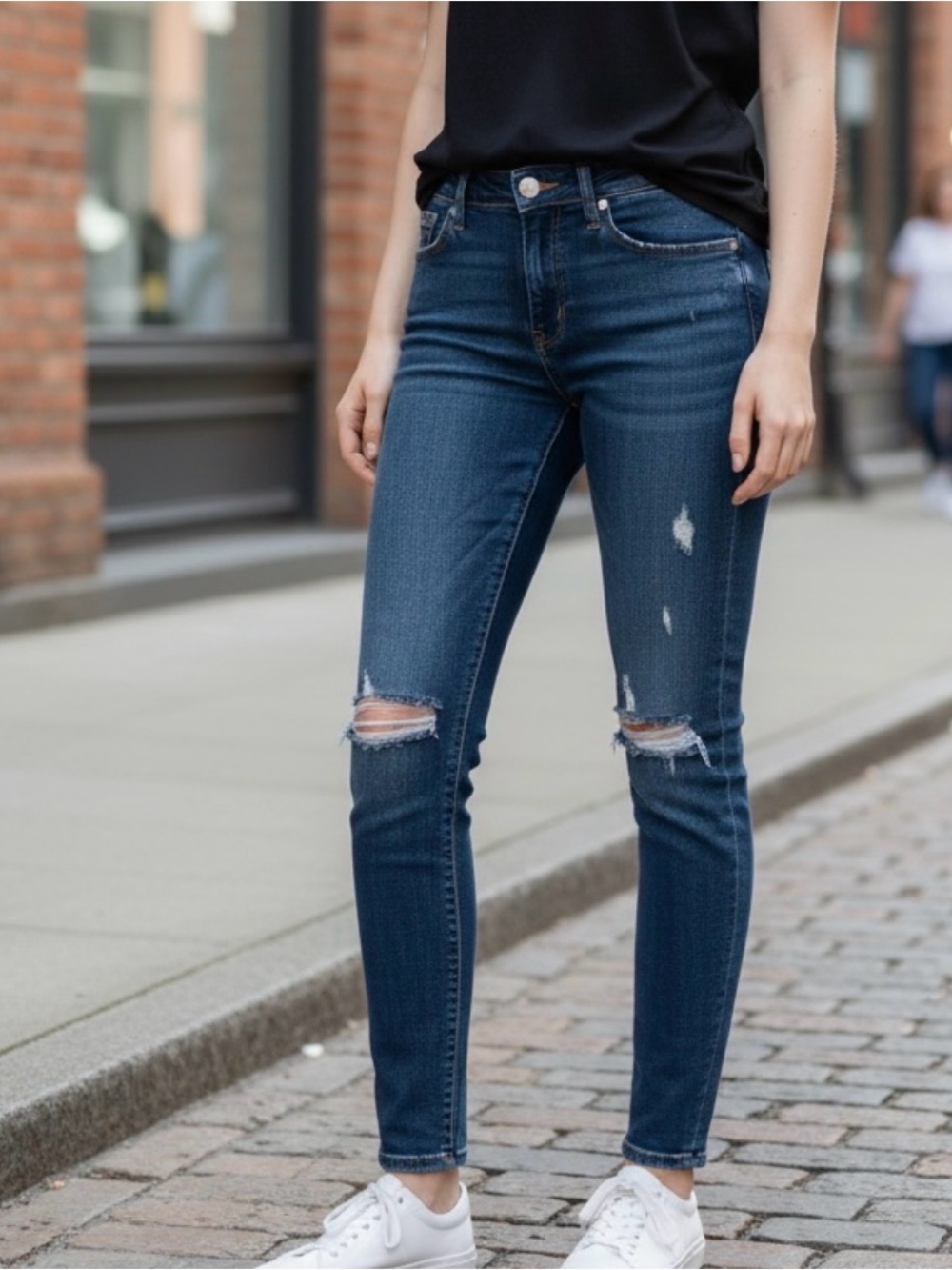 Flying Monkey Distressed Dark Wash Skinny Jeans 30